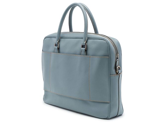 Borsa business Prada Saffiano blu - vista 2