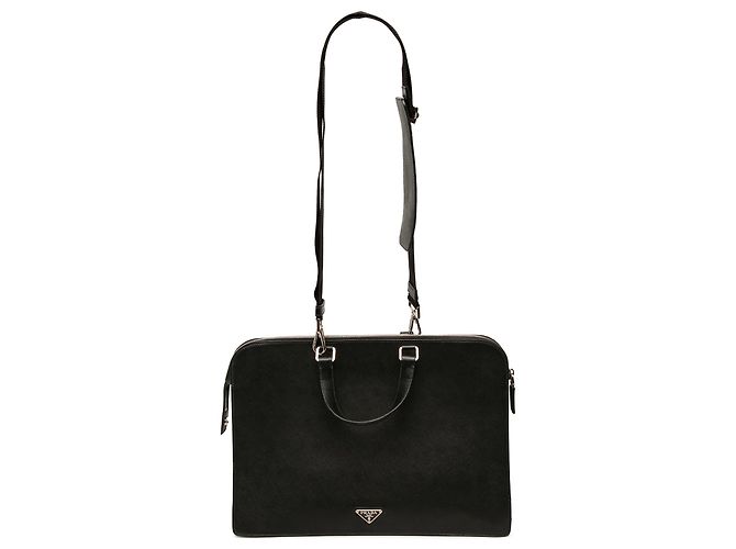 Borsa da viaggio Prada Saffiano nera, borsa business - vista 2