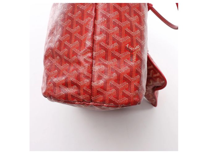 Borsa a spalla Goyard Saint Louis PM in PVC e pelle rossa - vista 10