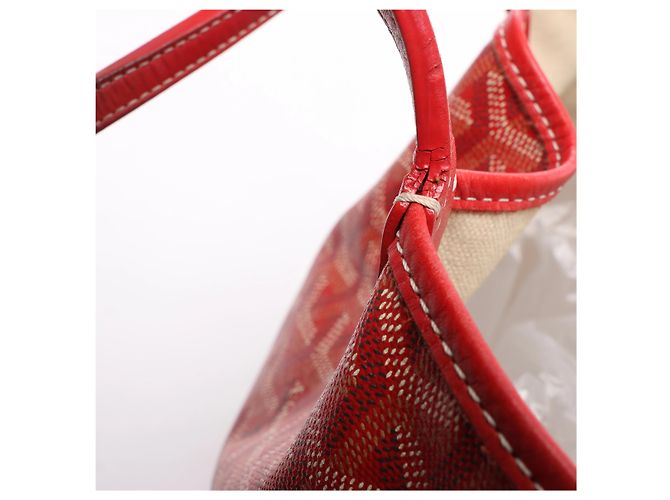 Borsa a spalla Goyard Saint Louis PM in PVC e pelle rossa - vista 12