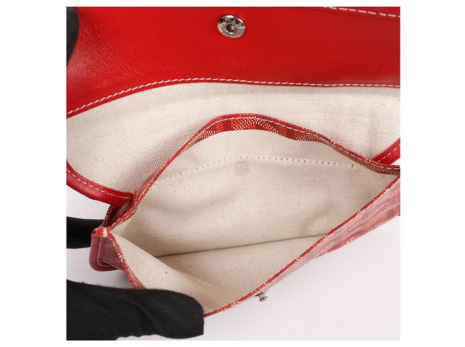 Borsa a spalla Goyard Saint Louis PM in PVC e pelle rossa - vista 14