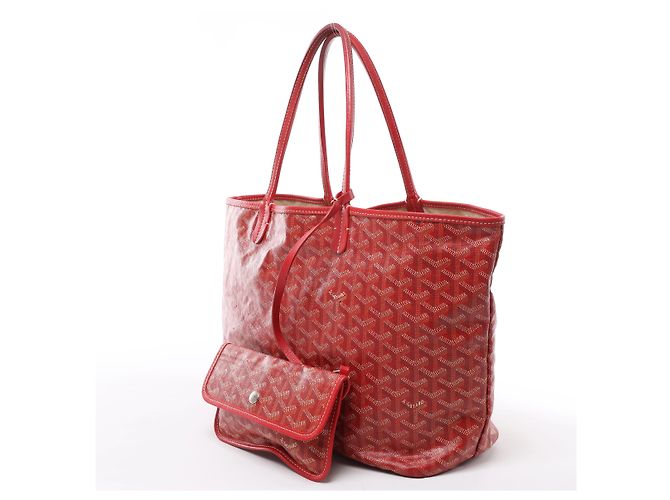 Borsa a spalla Goyard Saint Louis PM in PVC e pelle rossa - vista 2