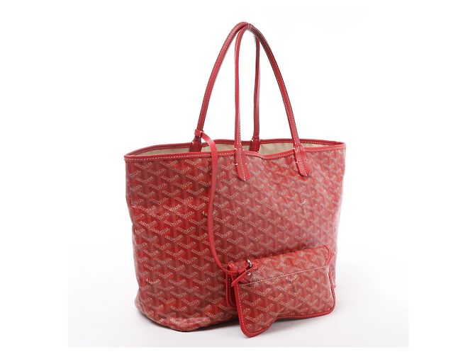 Borsa a spalla Goyard Saint Louis PM in PVC e pelle rossa - vista 4