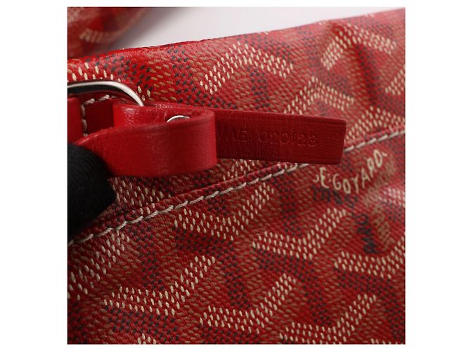 Borsa a spalla Goyard Saint Louis PM in PVC e pelle rossa - vista 6