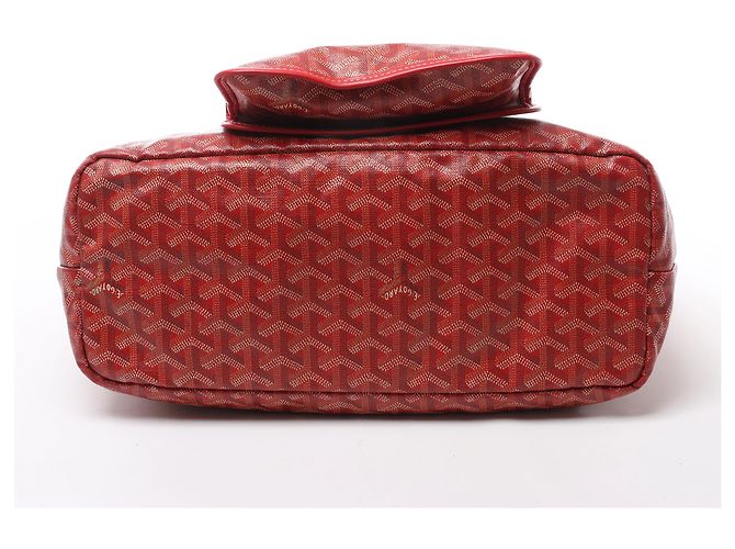 Borsa a spalla Goyard Saint Louis PM in PVC e pelle rossa - vista 8