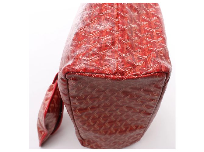 Borsa a spalla Goyard Saint Louis PM in PVC e pelle rossa - vista 9