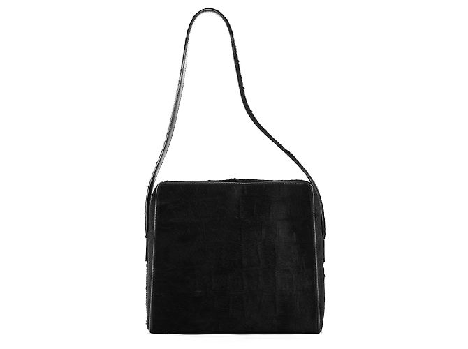 Gucci Borsa a tracolla in pelle di vitello pelosa nera - vista 3