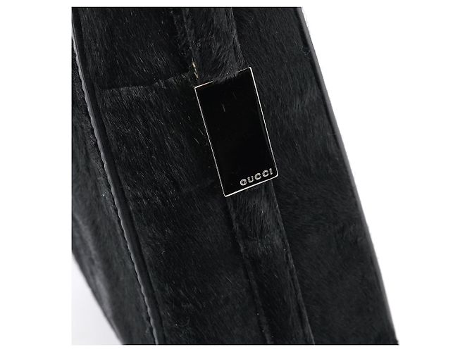 Gucci Borsa a tracolla in pelle di vitello pelosa nera - vista 6