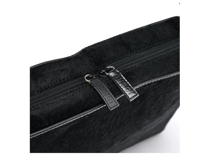 Gucci Borsa a tracolla in pelle di vitello pelosa nera - vista 7
