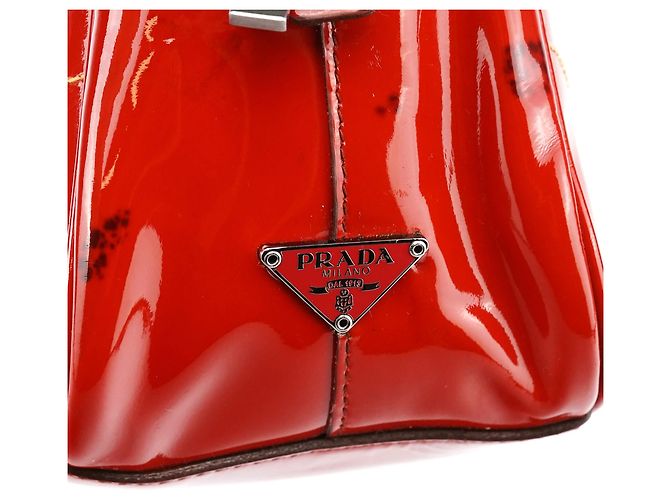 Prada Mini borsa bowling in pelle spazzolato rossa - vista 10
