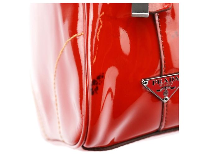 Prada Mini borsa bowling in pelle spazzolato rossa - vista 11