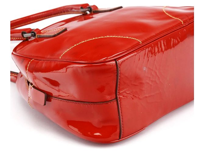 Prada Mini borsa bowling in pelle spazzolato rossa - vista 12