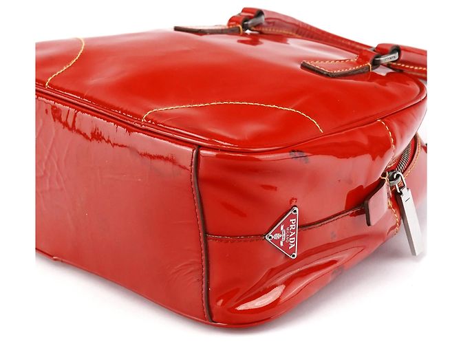 Prada Mini borsa bowling in pelle spazzolato rossa - vista 13