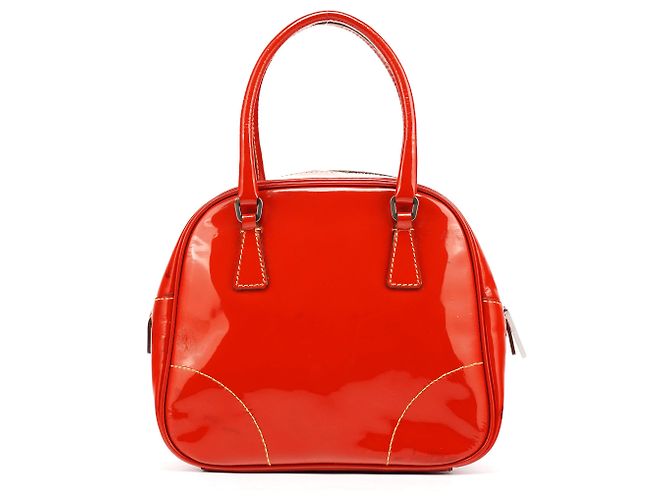 Prada Mini borsa bowling in pelle spazzolato rossa - vista 3