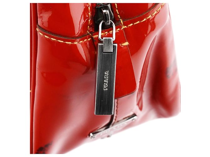 Prada Mini borsa bowling in pelle spazzolato rossa - vista 6