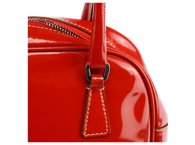 Prada Mini borsa bowling in pelle spazzolato rossa - vista 7