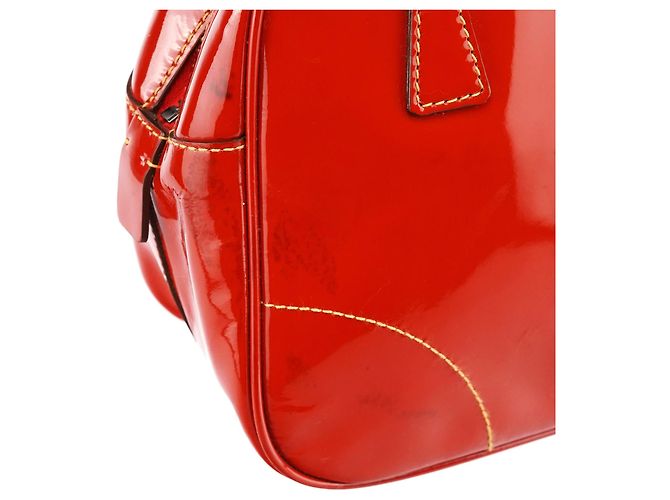 Prada Mini borsa bowling in pelle spazzolato rossa - vista 8