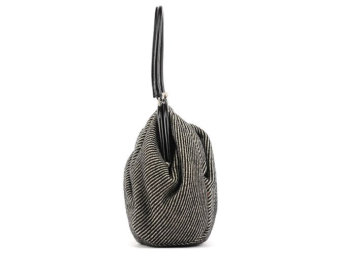 Miu Miu Clutch in lana a righe grigie - vista 2