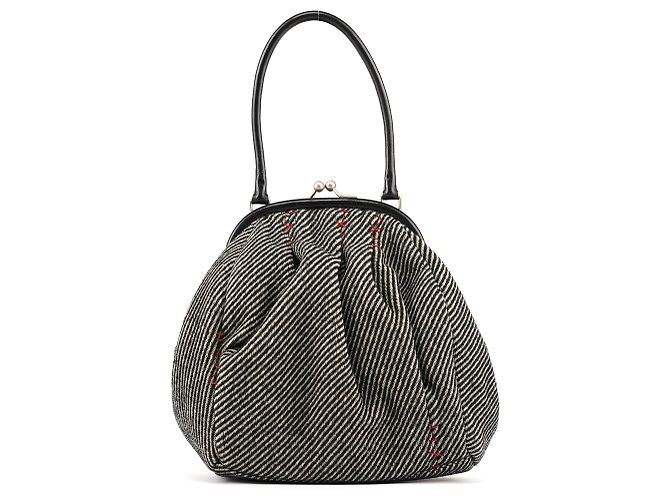 Miu Miu Clutch in lana a righe grigie - vista 3