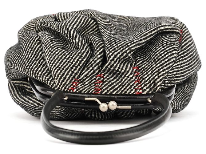 Miu Miu Clutch in lana a righe grigie - vista 4