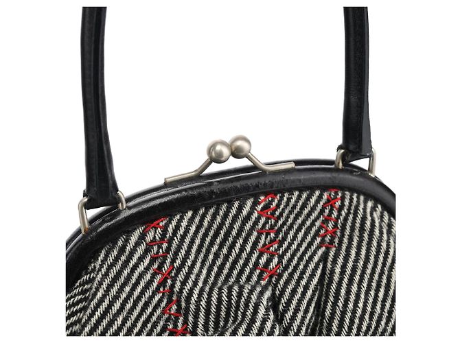 Miu Miu Clutch in lana a righe grigie - vista 6