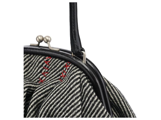 Miu Miu Clutch in lana a righe grigie - vista 7