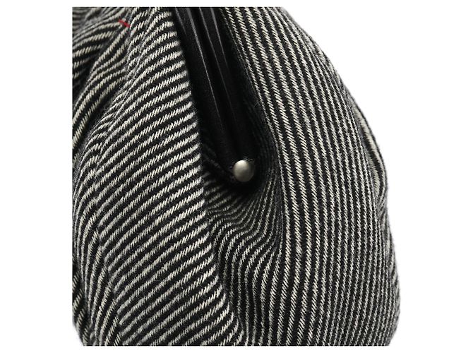 Miu Miu Clutch in lana a righe grigie - vista 8