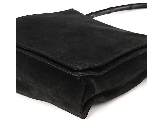 Gucci 001 3243 Borsa a tracolla in camoscio nero Bamboo - vista 10