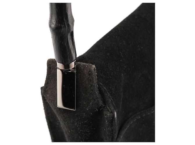 Gucci 001 3243 Borsa a tracolla in camoscio nero Bamboo - vista 8