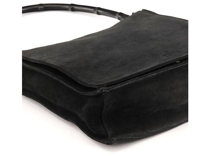 Gucci 001 3243 Borsa a tracolla in camoscio nero Bamboo - vista 9