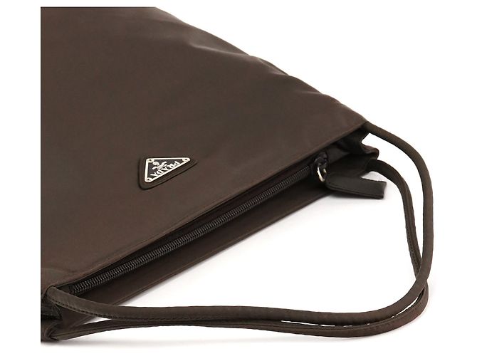Prada Borsa Tote B6242 Tessuto City Nylon Marrone Scuro - vista 8
