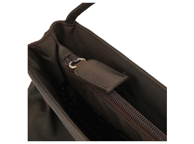 Prada Borsa Tote B6242 Tessuto City Nylon Marrone Scuro - vista 9