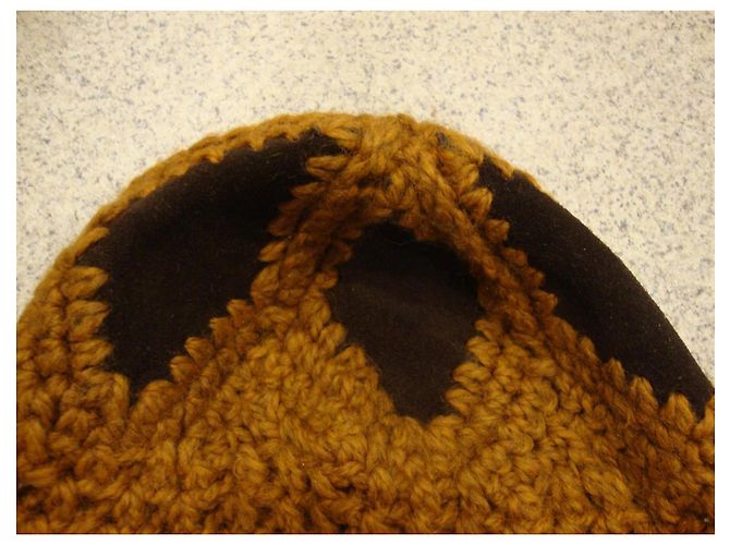Autre Marque Rust Orange Wool and Leather Diamond Pattern Beanie - view 3