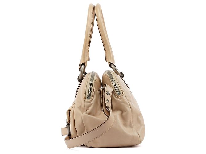 Marc Jacobs Beige Leder 2-Way Tasche mit Drehverschluss - Ansicht 2