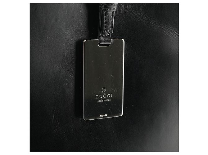 Gucci 001 4278 Borsa a tracolla hobo in pelle nera - vista 5