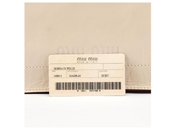 Miu Miu Borsa a tracolla con patta in pelle craquelé avorio - vista 14
