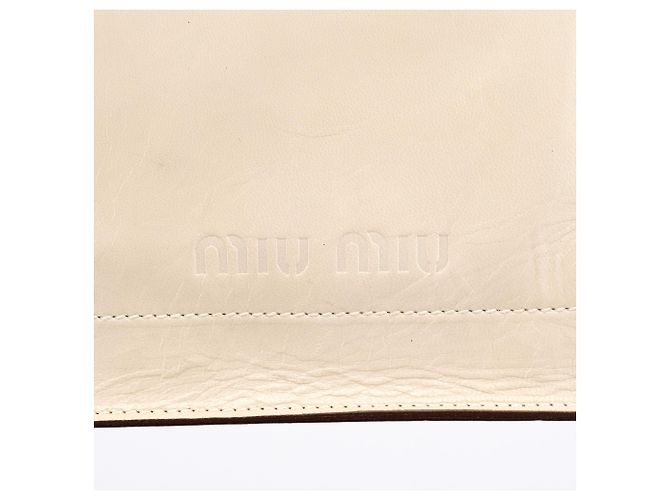 Miu Miu Borsa a tracolla con patta in pelle craquelé avorio - vista 5