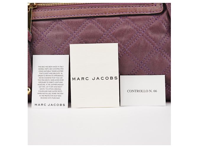 Marc Jacobs Borsa a tracolla Stam in pelle trapuntata Pale Purple - vista 11