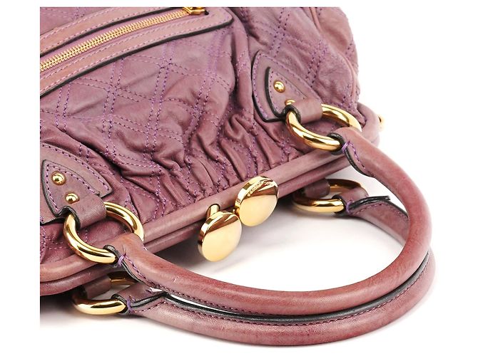 Marc Jacobs Borsa a tracolla Stam in pelle trapuntata Pale Purple - vista 9