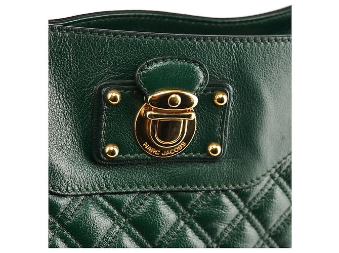 Marc Jacobs Grüne gesteppte Leder-Schultertasche mit Kette - Ansicht 5