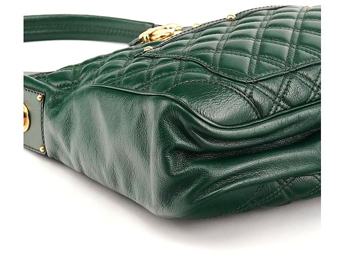 Marc Jacobs Grüne gesteppte Leder-Schultertasche mit Kette - Ansicht 7