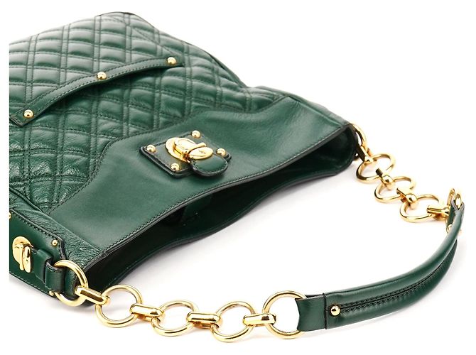 Marc Jacobs Grüne gesteppte Leder-Schultertasche mit Kette - Ansicht 9
