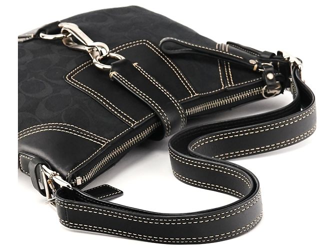 Coach 10249 Borsa a tracolla Hamptons in Signature Canvas nero - vista 14