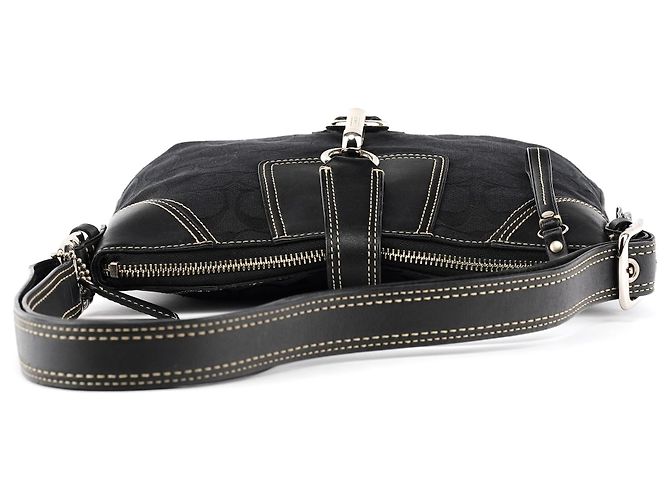 Coach 10249 Borsa a tracolla Hamptons in Signature Canvas nero - vista 4