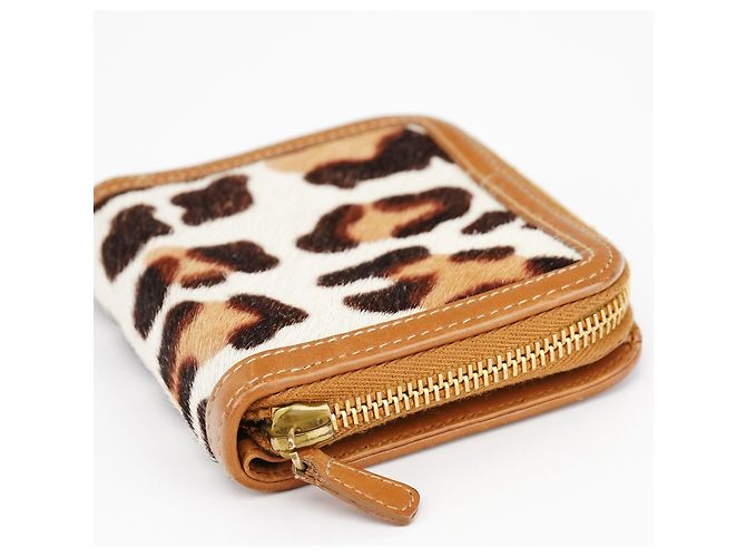 Miu Miu Portafoglio con fiocco in vitello leopardato Tan - vista 3