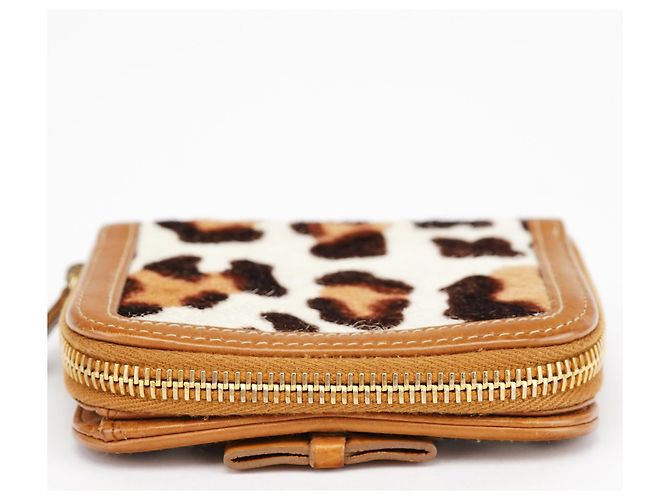 Miu Miu Portafoglio con fiocco in vitello leopardato Tan - vista 4