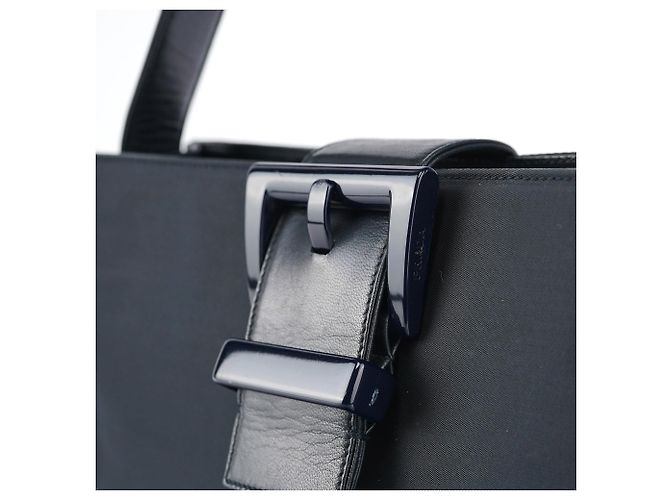 Prada Bolso de hombro Tessuto Nappa con hebilla azul marino - vista 6