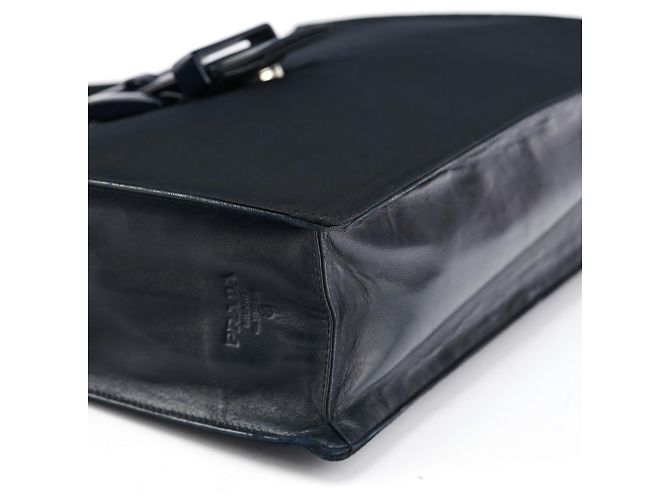 Prada Bolso de hombro Tessuto Nappa con hebilla azul marino - vista 7