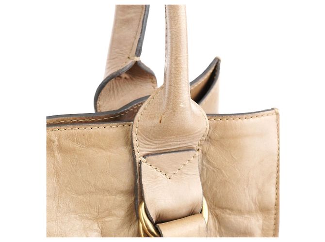 Chloé Borsa Tote Bay in pelle beige - vista 11