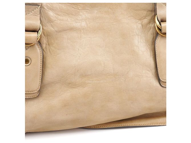 Chloé Borsa Tote Bay in pelle beige - vista 12